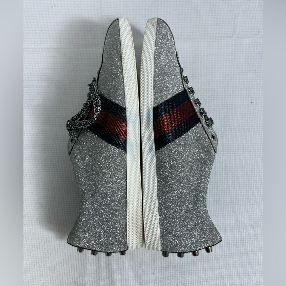 Gucci Glitter Ace Sneakers w/ Web Stripe & Stud Detail – Size 9 – full inclusion - Picture 7 of 13